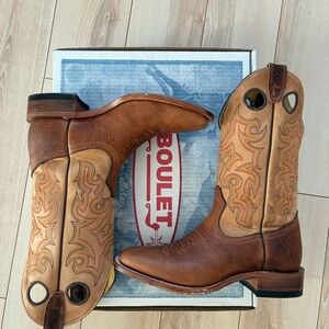 Boulet Leather Cowboy Boots - Excellent/Like-New Condition (Worn Once)